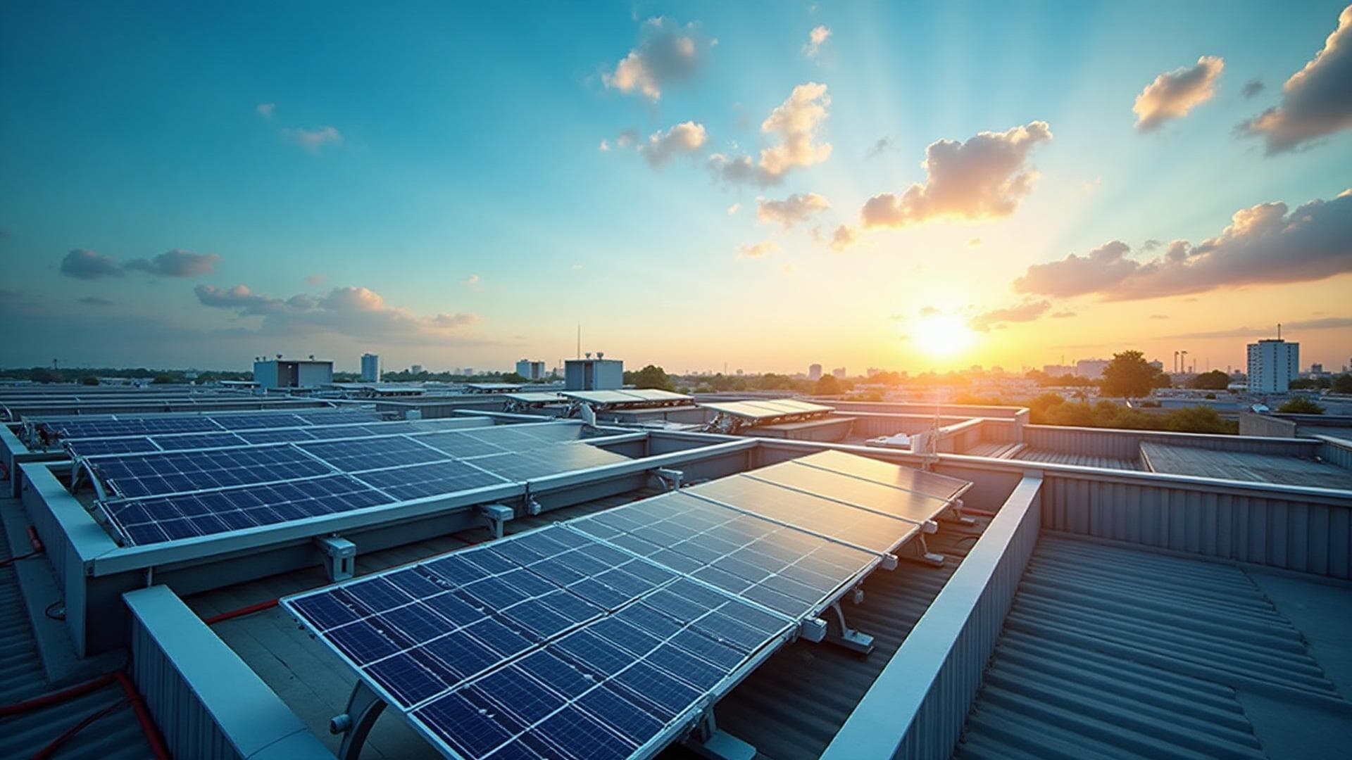 Solar panels on rooftops
